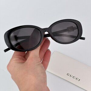 Gucci GG1684SA 001 BRAND NEW Sunglasses Black Grey Unisex Oval